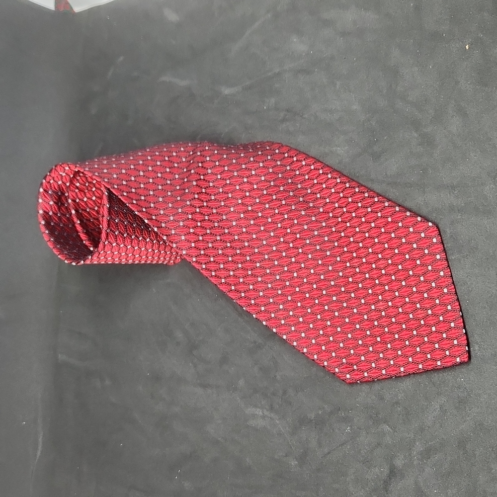 Daniel de fasson red geometric silk tie